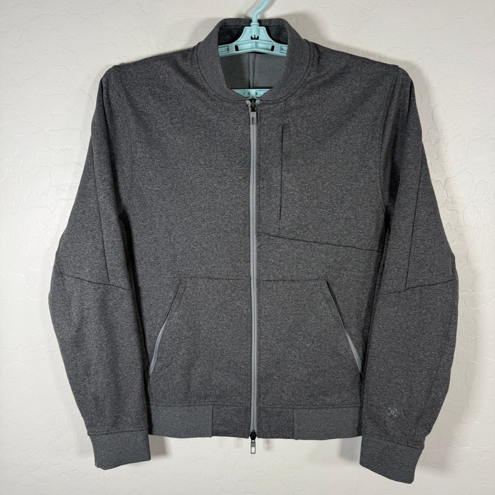 Lululemon Jacket Mens Medium Grey Full Zip Tech Fleece Active Bomber Running